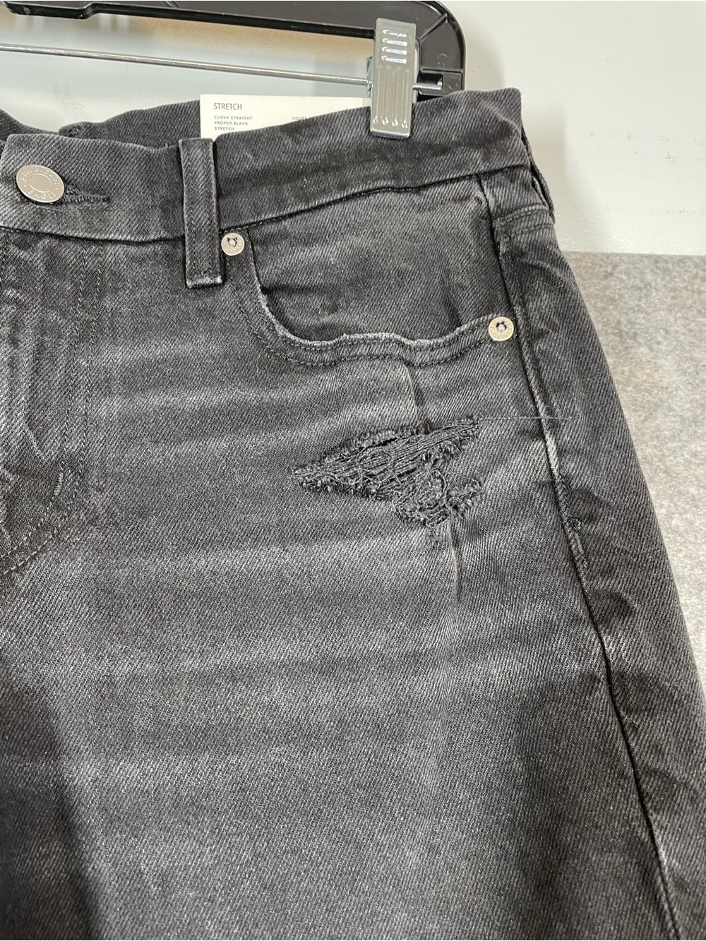 American Eagle Curvy Straight Stretch Black Bootcut Jeans Size 8 Long Y2K Casual - Picture 3 of 16